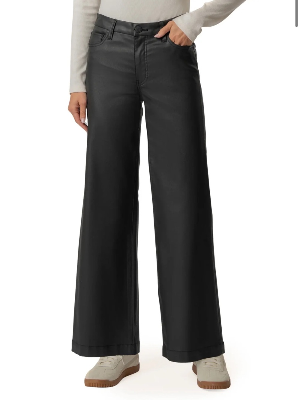 Kut from the Kloth Meg Fab Ab Black Wide-Leg High-Rise Jeans